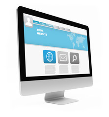 Modern computer screen on white background 3D rendering