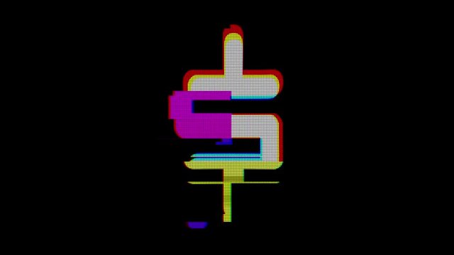 digital dollar sign glitch interference seamless loop - new dynamic financial technology business colorful video footage