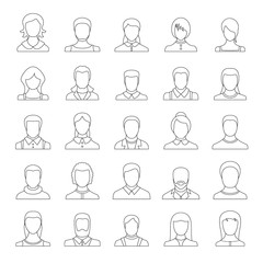 Avatar user icon set, outline style