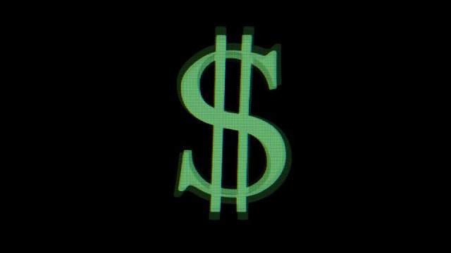 digital dollar sign glitch interference seamless loop - new dynamic financial technology business colorful video footage