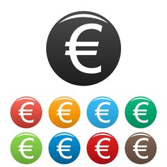 Euro symbol icons set vector
