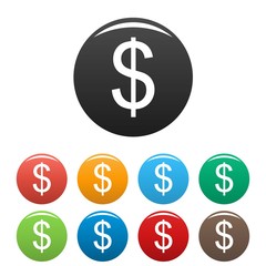 Dollar icons set vector