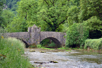 Fototapeta na wymiar pont ancien, arches romaines, pont médiéval, Jura, France