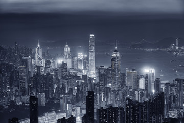 Skyline of Hong Kong city at night