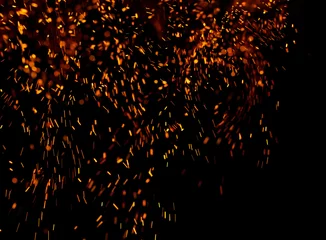 Crédence de cuisine en verre imprimé Flamme flame of fire with sparks on a black background