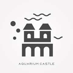 Silhouette icon aquarium castle