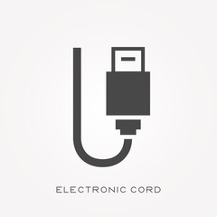 Silhouette icon electronic cord
