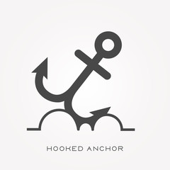 Silhouette icon hooked anchor