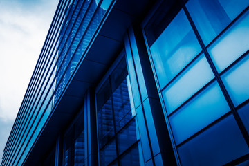 Fototapeta na wymiar modern office buildings exterior,detail shot,blue toned,shanghai,china.