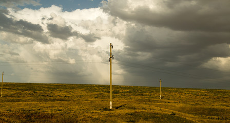 landscape of nature with an electric pillar