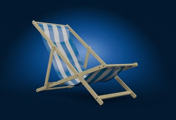 Deck chair on blue background