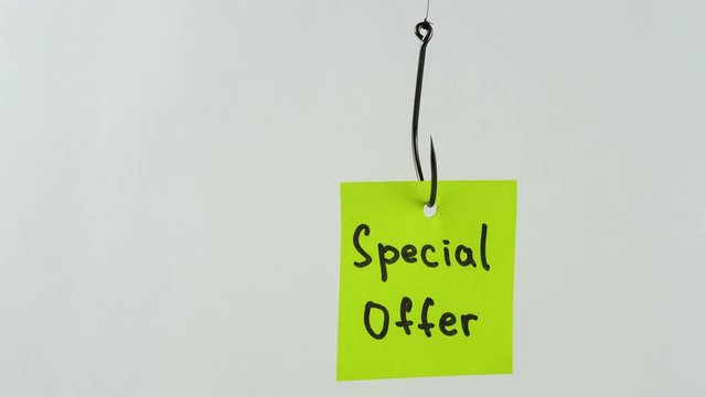 Illustration, on fishhook special offer
