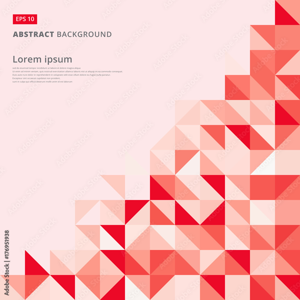 Wall mural abstract red triangle and square in red or pink color pattern, vector illustration