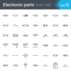 Complete vector set of electric and electronic circuit diagram symbols and elements - fuses and electrical protection symbols