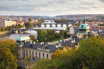 Fototapeta na wymiar Prague bridges over the Vltava river, Czech Republic.