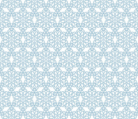 Seamless winter pattern, white snowflakes, Christmas and New Year background, holiday decor. Vector illustration