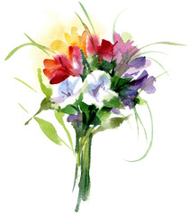 Watercolor bouquet of flowers