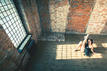 Ballerina dancing indoor, vintage. Healthy lifestyle ballet © petunyia