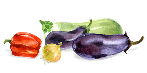 Watercolor food. Fresh vegetables - 176954724