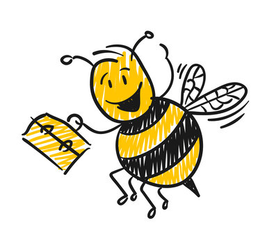 Strichfiguren / Strichmännchen: Fleißige Biene. (Nr. 135)
