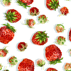 Watercolor berries seamless pattern