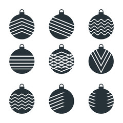 Christmas ball black icon set