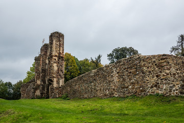 Fototapeta na wymiar Castle ruins in Bodzentyn, Swietokrzyskie, Poland