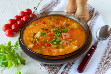 Vegetable soup with rice