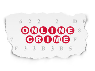 Privacy concept: Online Crime on Torn Paper background