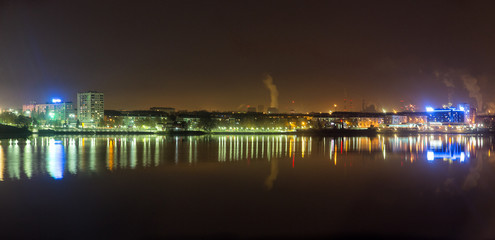 Fototapeta na wymiar Night view of the embankment of Nizhny Tagil. Russia