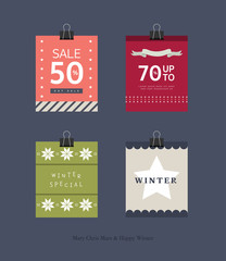 Winter concept tags and images set