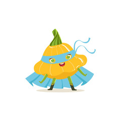 Cartoon character of superhero pattypan squash