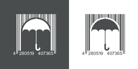 Icono plano codigo de barras paraguas gris y blanco © teracreonte