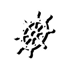 Icono plano timon espacio negativo negro en fondo blanco