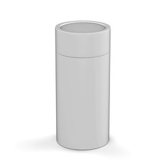 Blank White Cardboard Product Package, Round Container Box for mock up and template design. 3D Illustration 