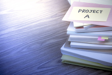 Project; The Pile of Business Documents on the Desk