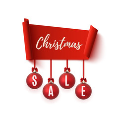Christmas Sale banner isolated on white.