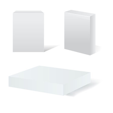 Mock up for white blank cardboard package box with different positions.