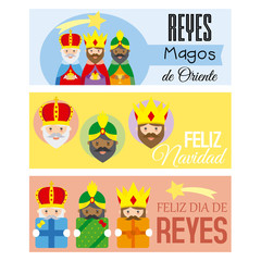 the three kings of orient. 3 banner written in Spanish