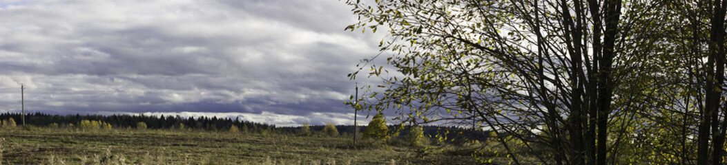 Golden autumn. Rural landscape view.