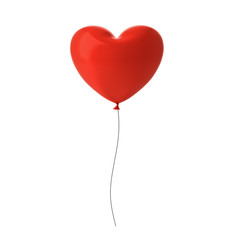 Fototapeta na wymiar Red heart balloon isolated on white background with window reflection . 3D rendering.