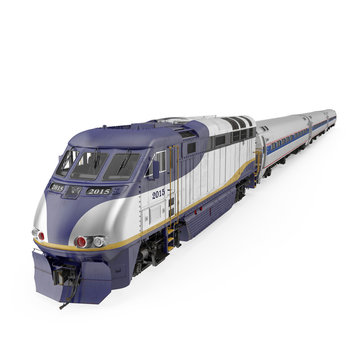 Passenger train on white. 3D illustration