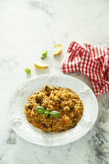 Mussels risotto with tomatoes