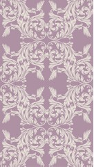 Baroque lilac pattern decor for invitation, wedding, greeting cards. Vector illustrations