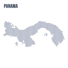 Vector abstract hatched map of Panama with vertical lines isolated on a white background.