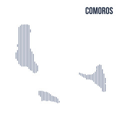 Vector abstract hatched map of Comoros with vertical lines isolated on a white background.