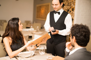 Couple having dinner in a restaurant