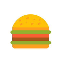 Hamburger, burger. Flat Vector Icon Illustration, isolated on white Background