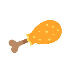 Chicken leg. Flat Vector Icon Illustration, isolated on white background.