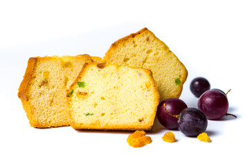 Fruit bread with raisins, grape and apple slices